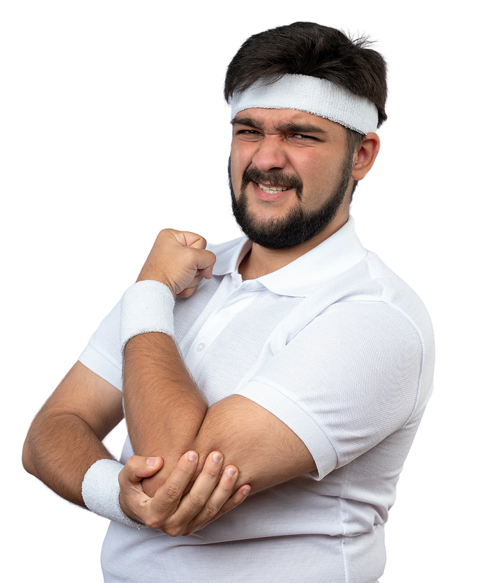 Golfer experiencing elbow pain